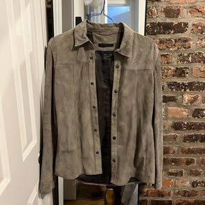 John Varvatos grey suede jacket size small